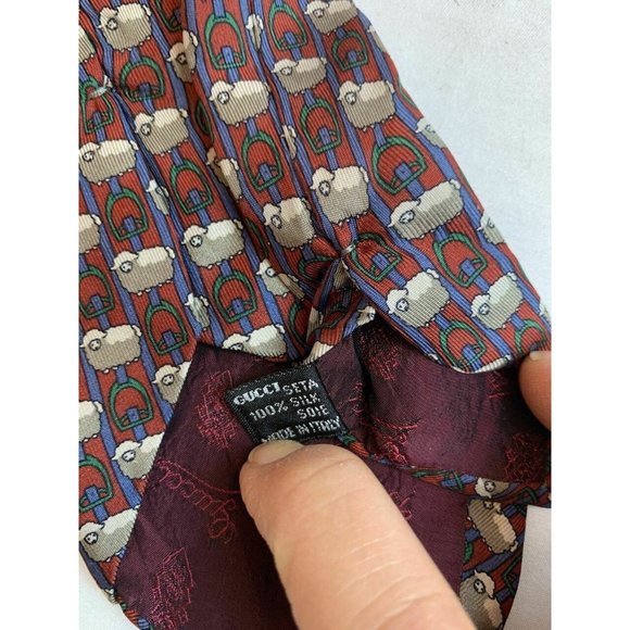 Gucci Sheep Print Silk Tie - Picture 2 of 5